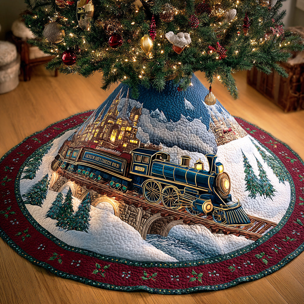 Northbound Train Christmas Quilted Tree Skirt Xmas Decorations Inside House Top Christmas Gifts 2025