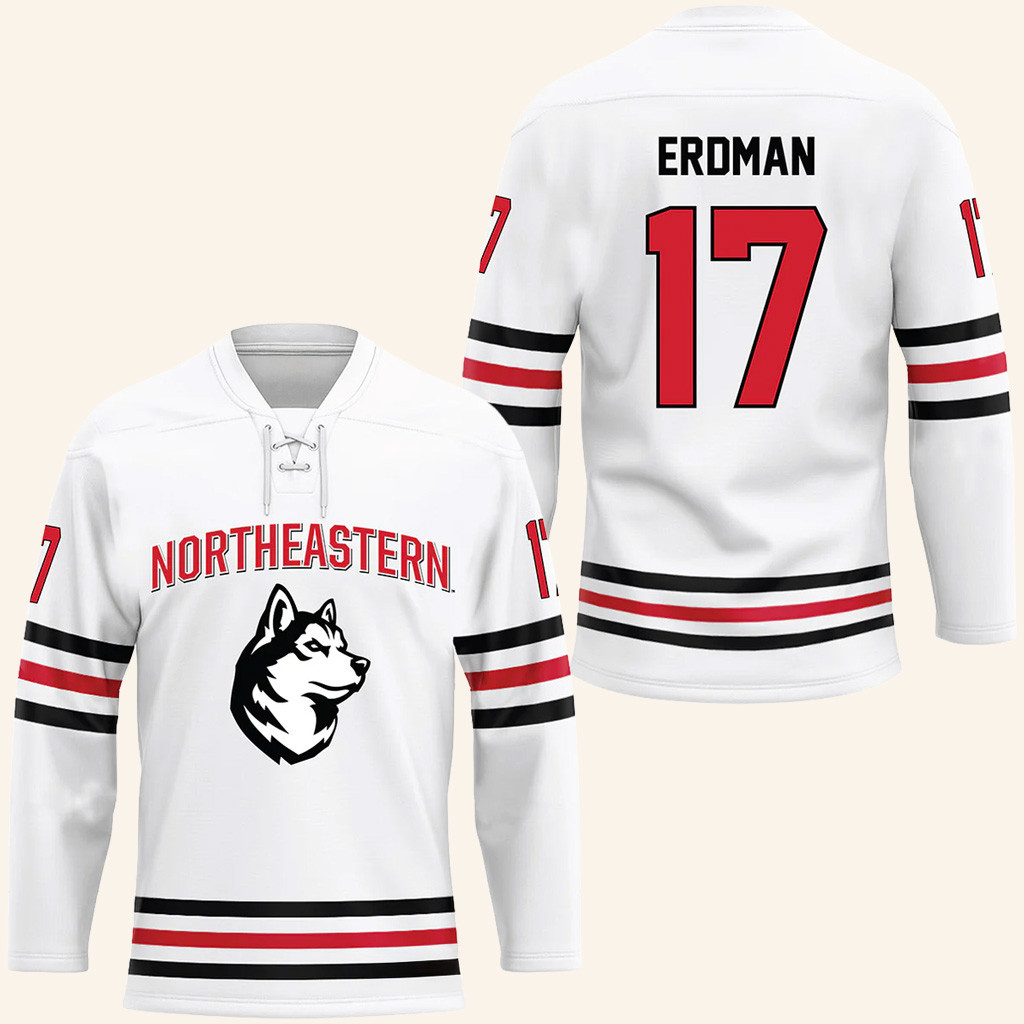 Northeastern Merch Men's Ice Hockey Griffin Erdman 17 Jersey Gifts Ideas For Fans Northeastern Merch Men's Ice Hockey Griffin Erdman 17 Jersey Gifts Ideas For Fans