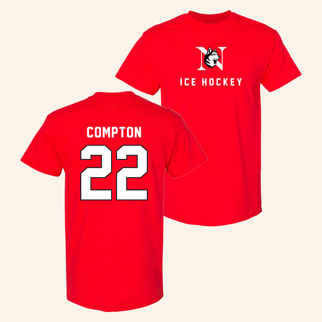 Northeastern Merch Women's Ice Hockey Peyton Compton 22 T-Shirt Gifts For Fans