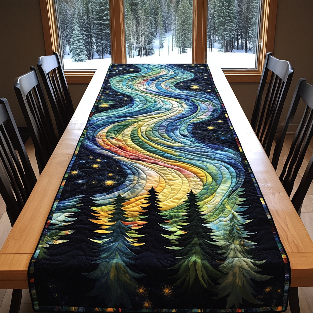 Northern Glow Quilted Table Runner Dining Room Table Decor Mother In Law Christmas Gift