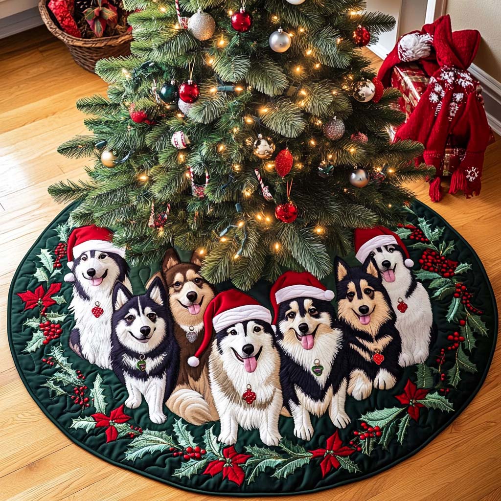 Northern Noel Christmas Quilted Tree Skirt Small Tree Skirt Family Xmas Gift Baskets