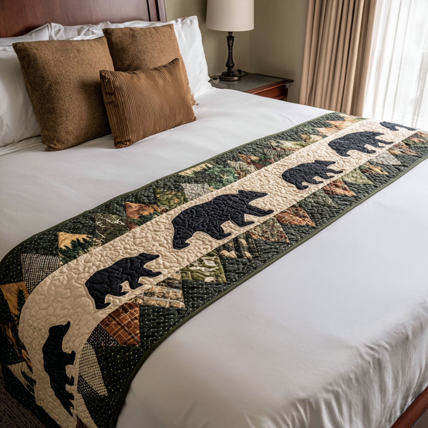 Northwoods Soul Quilted Bed Runner Cool Bedroom Decor Gifts For Wildlife Enthusiasts