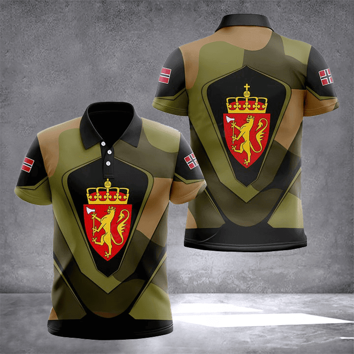 Norway Coat Of Arms Camouflage Polo Shirt Norway Clothing Gifts For Norwegians