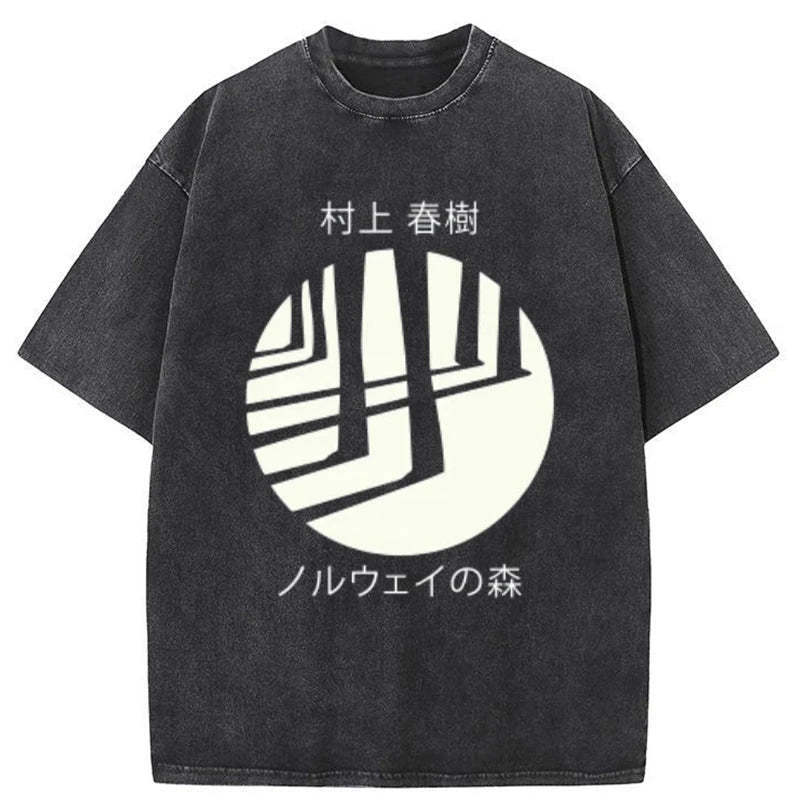 Norwegian Wood By Haruki Murakami Washed T-Shirt Retro Streetwear Graphic Top Gifts For Best Friend