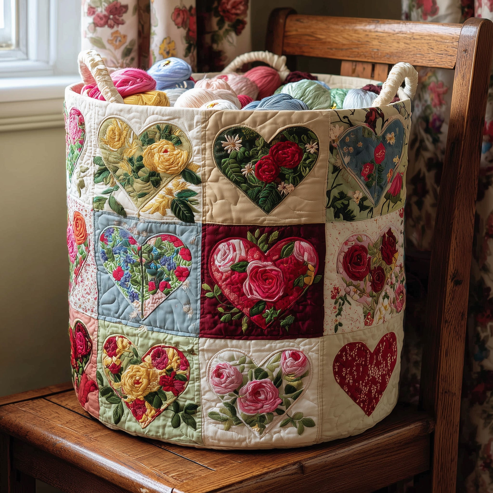 Nostalgic Petals Quilted Laundry Basket Blanket With Sunflowers