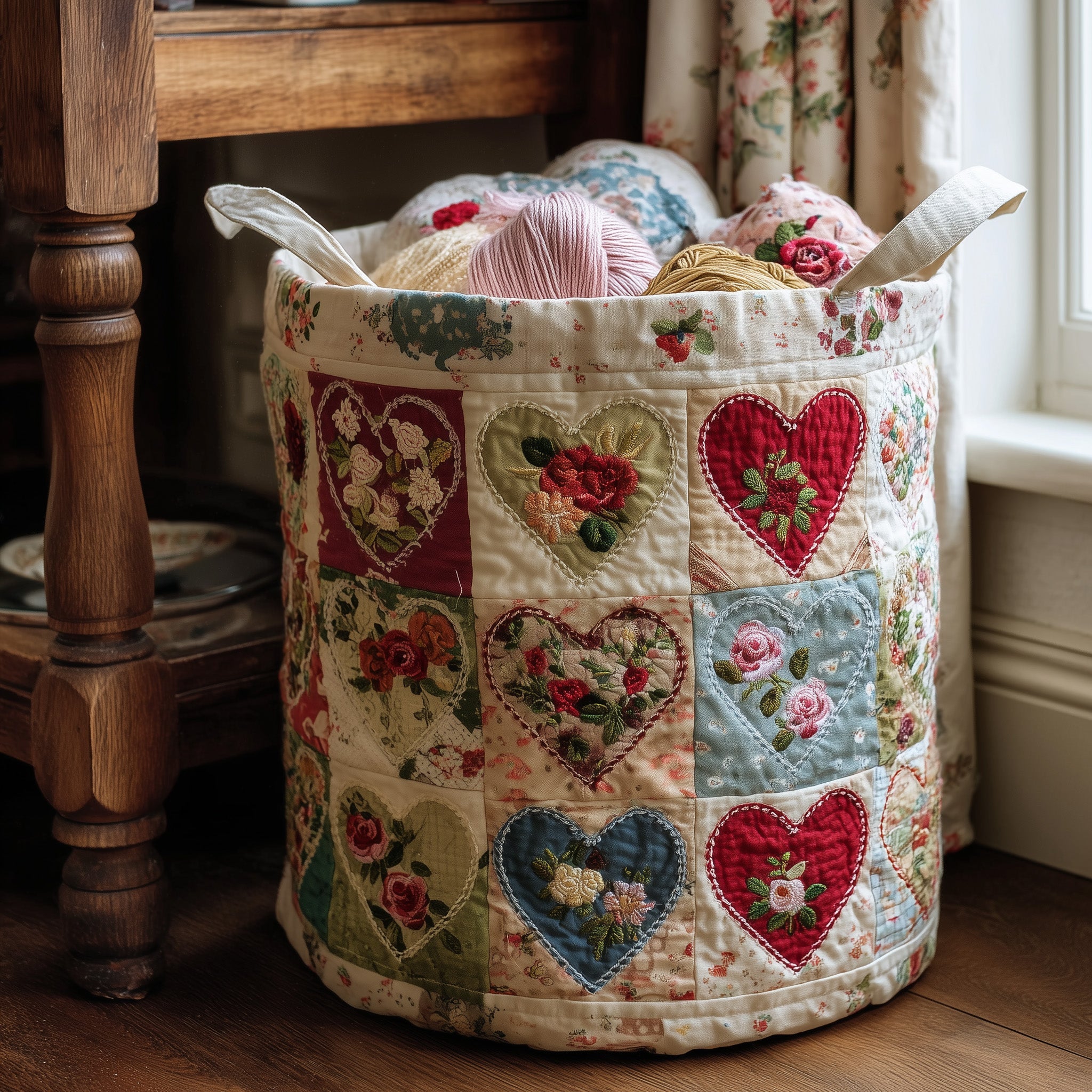 Nostalgic Petals Quilted Laundry Basket Sunflower Gift Items