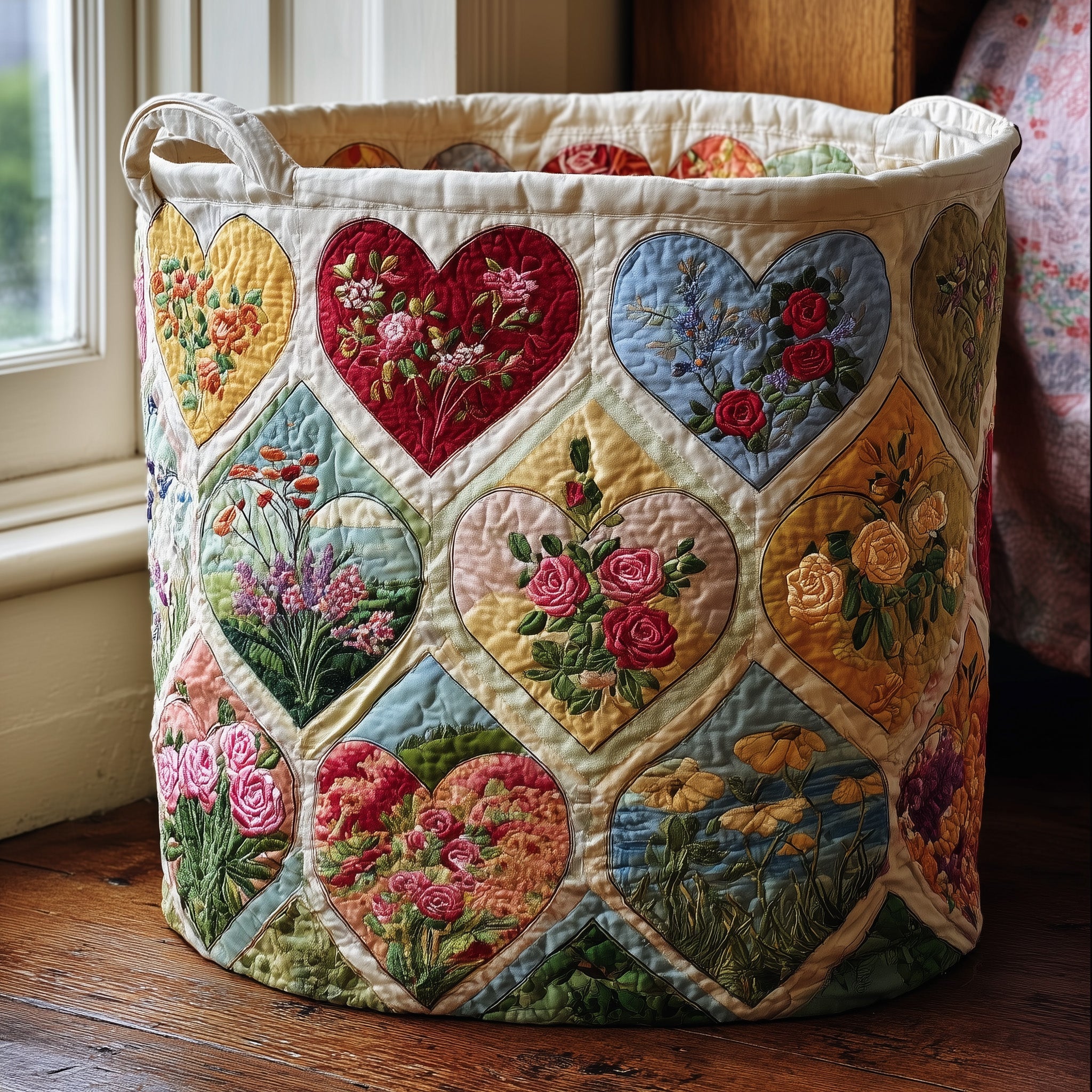 Nostalgic Petals Quilted Laundry Basket Sunflower Gifts For Her