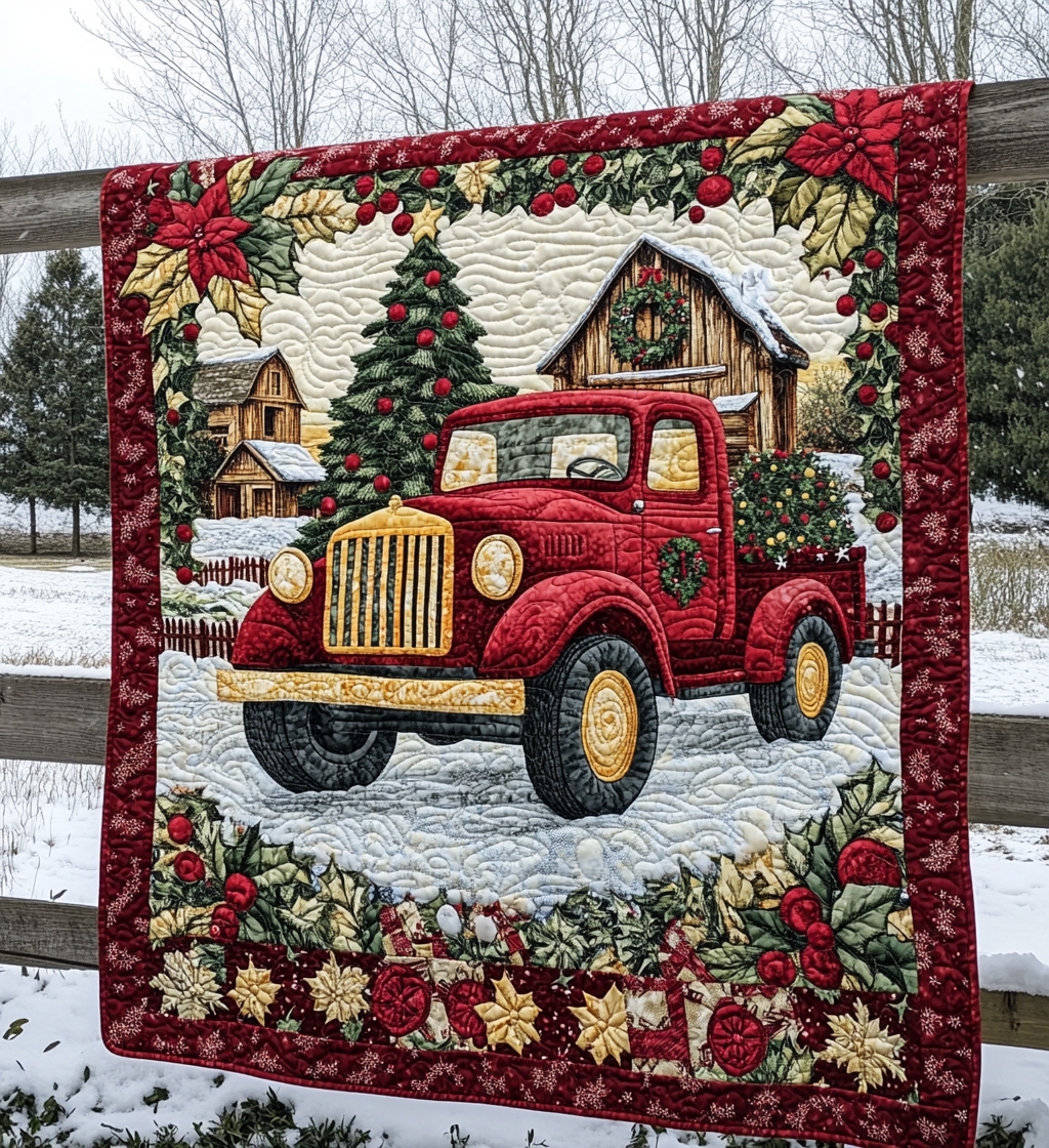 Nostalgic Wheels Quilted Blanket Cute Christmas Blankets Gift For Best Friend