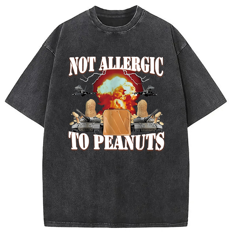 Not Allergic To Peanut Cursed Peanut Butter Washed T-Shirt Casual Vintage Everyday Look Gifts For Her