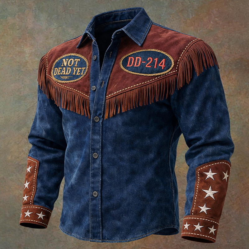 Not Dead Yet DD 214 Button Up Long Sleeve Shirt Patriotic Veteran Apparel Husband Gift Ideas