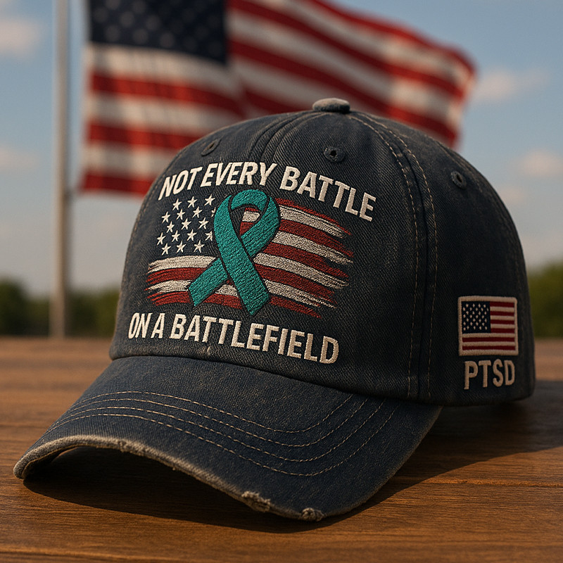 Not Every Battle On A Battlefield Hat PTSD Cancer Awareness Cap Gifts For Military