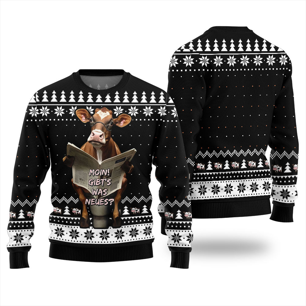 Not In The Mood Cow Ugly Sweater Black Best Christmas Merch Gift for Family and Friends