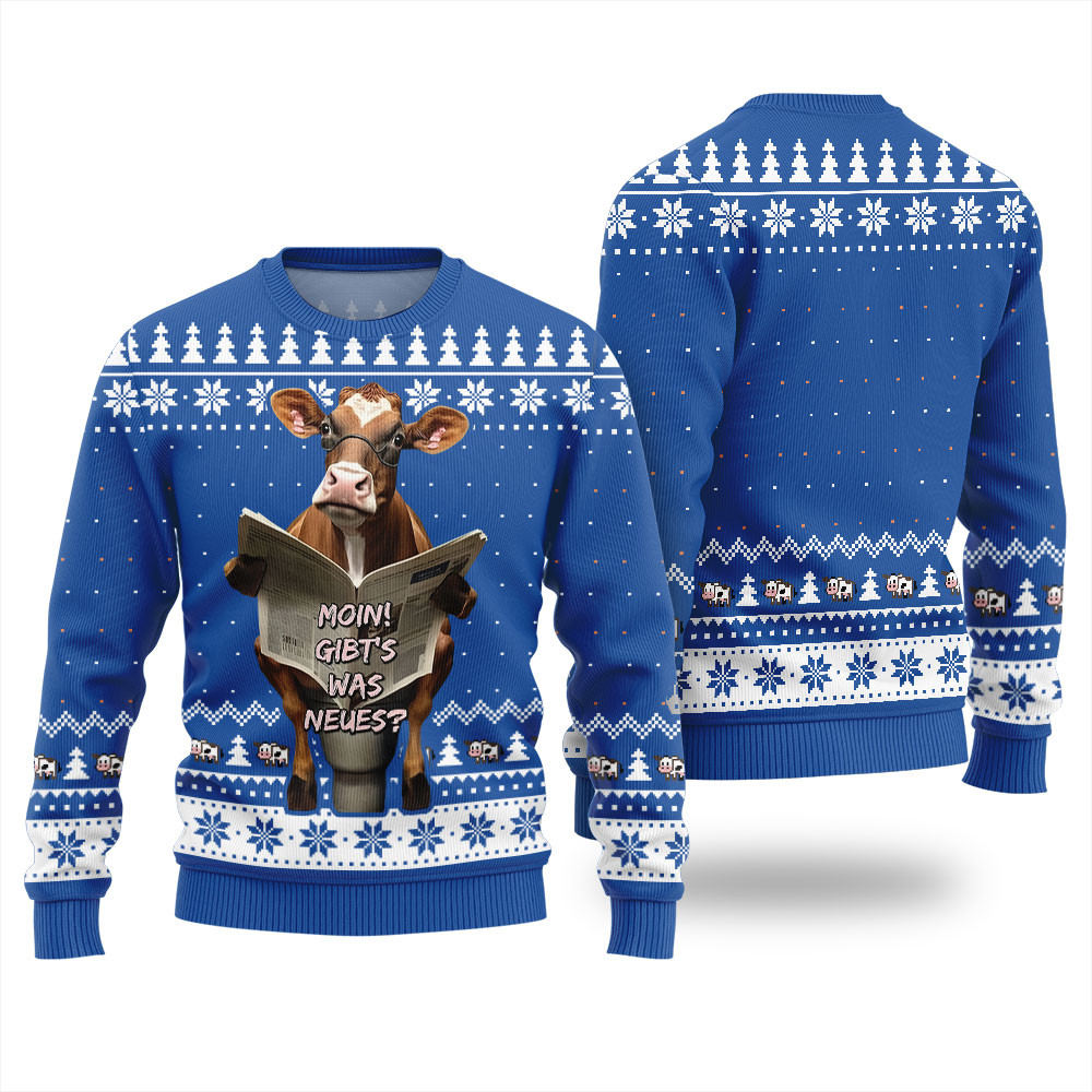 Not In The Mood Cow Xmas Sweater Royal Custom Christmas Sweatshirt for Family Matching