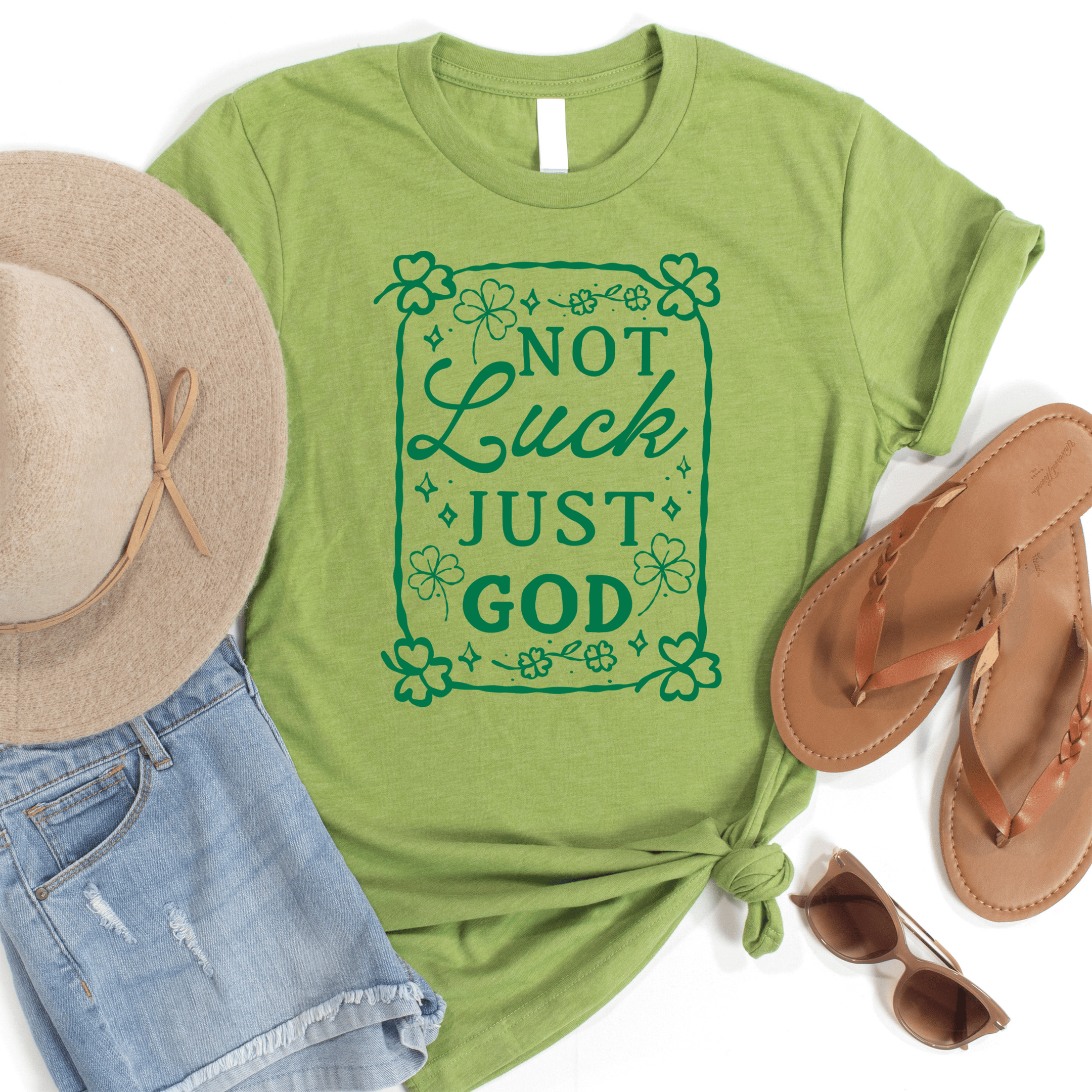 Not Luck Just God Christian Faith Shirt Religious Gifts Inspirational Apparel Tee