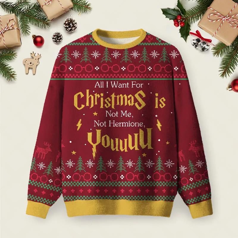 Not Me Not Hermione Christmas Ugly Sweater Funny Wizard Sweater Harry Potter Christmas Gifts Not Me Not Hermione Christmas Ugly Sweater Funny Wizard Sweater Harry Potter Christmas Gifts