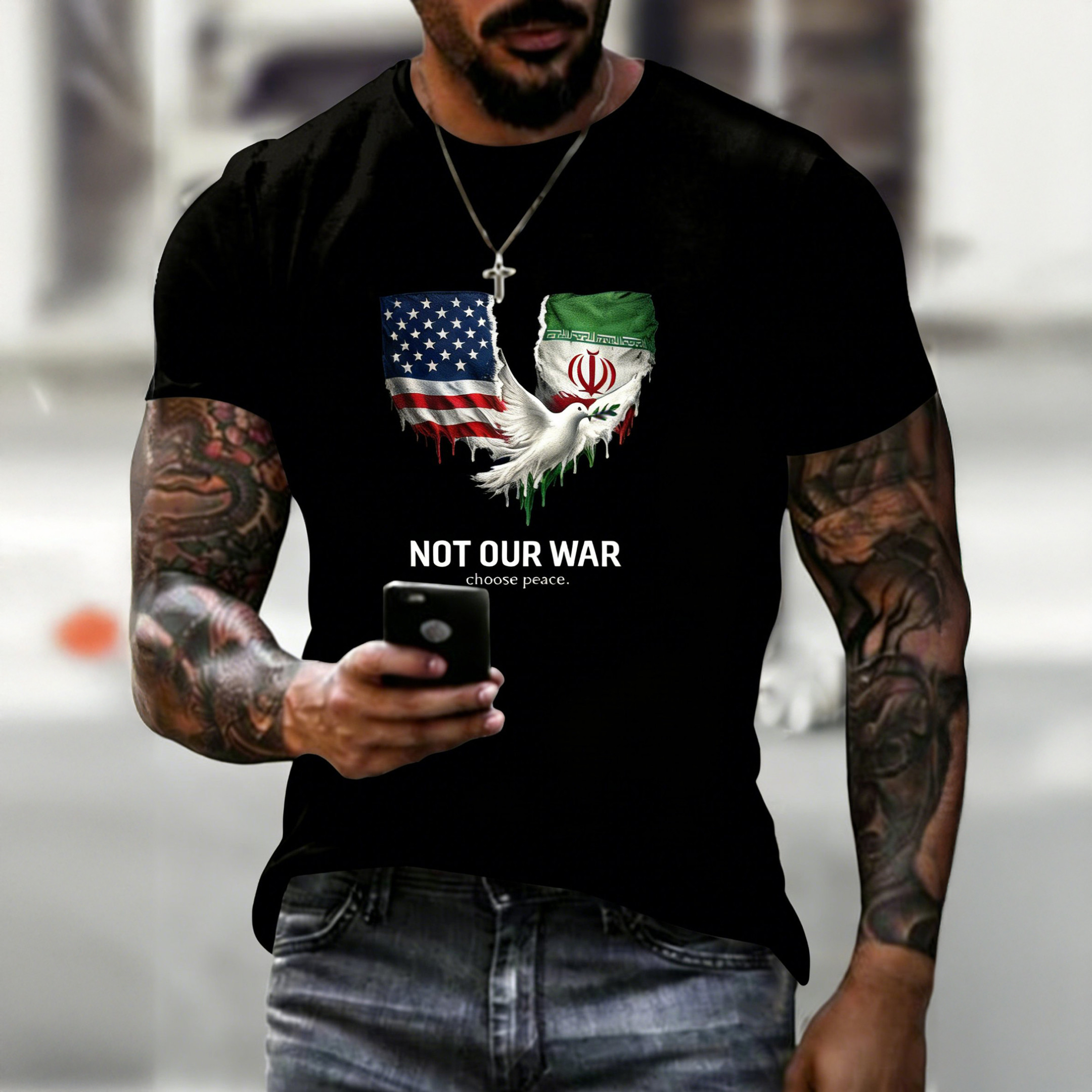 Not Our War Choose Peace T-Shirt USA Iran War Shirt Political Gift For Supporters