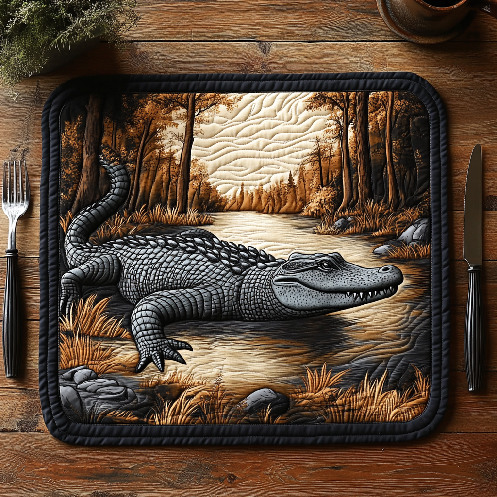 Nothern Alligator Charm Quilted Place Mat Christmas House Decor Gifts For Alligator Lovers