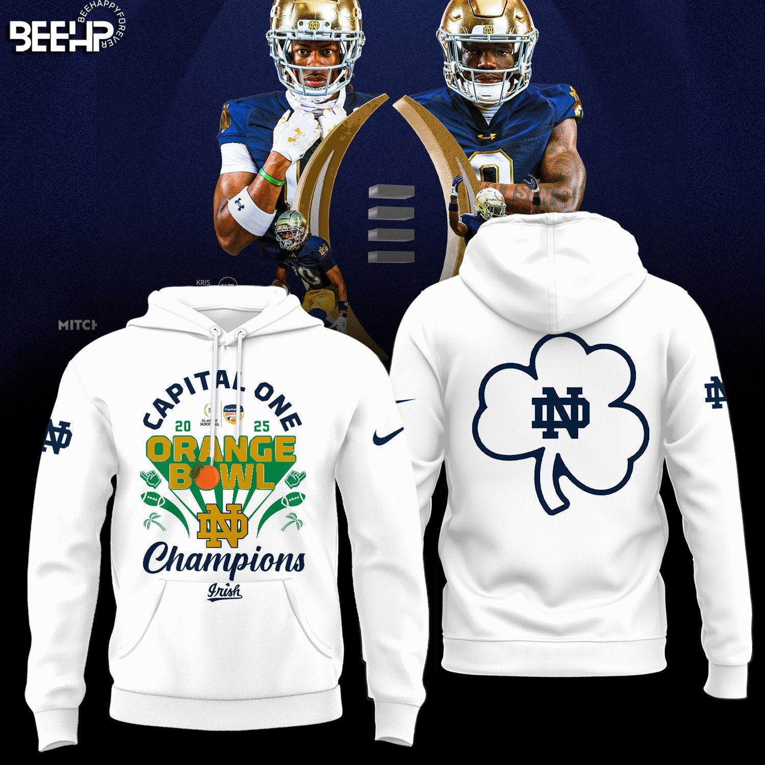 Notre Dame 2025 Capital One Orange Bowl Champions Hoodie Football Gifts For Men