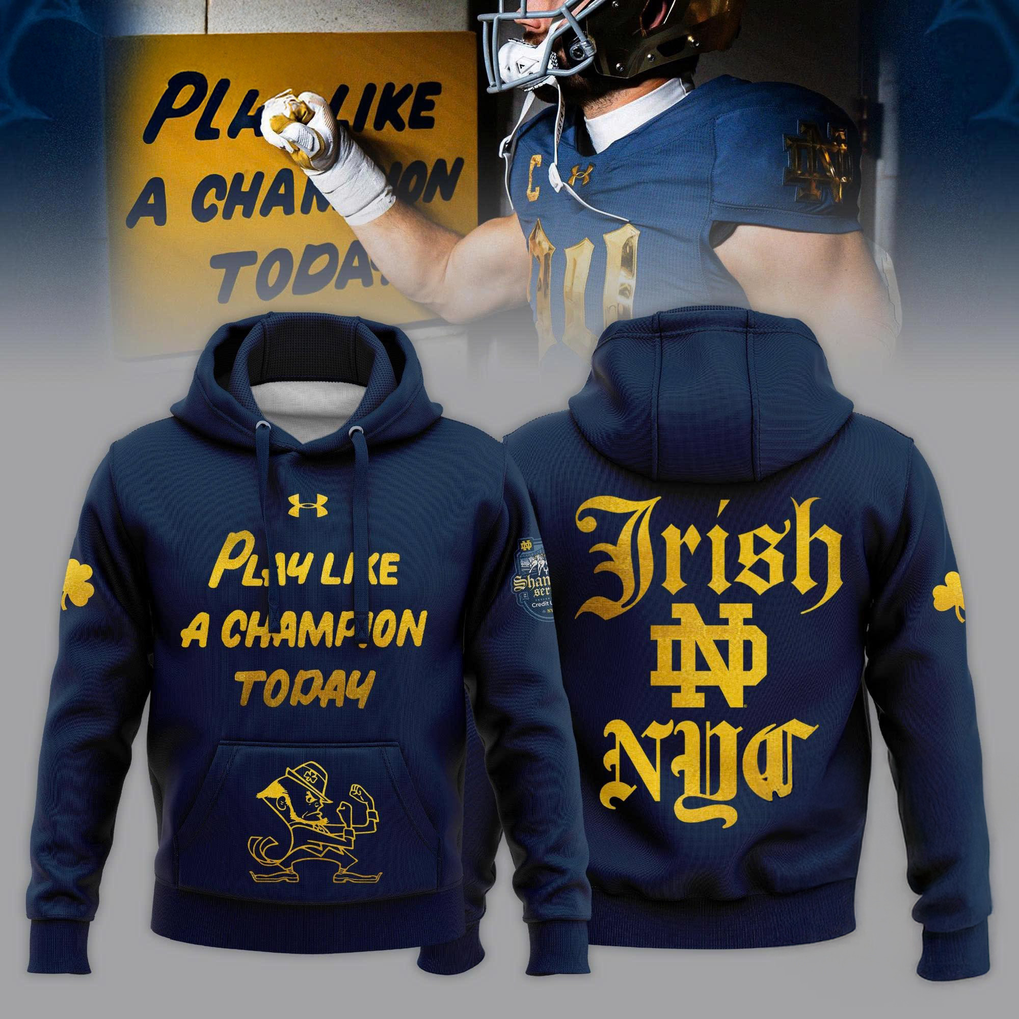 Notre Dame Fighting Irish 2024 Shamrock SeriesPlay Like A Champion Today Hoodie Fans Gift Ideas