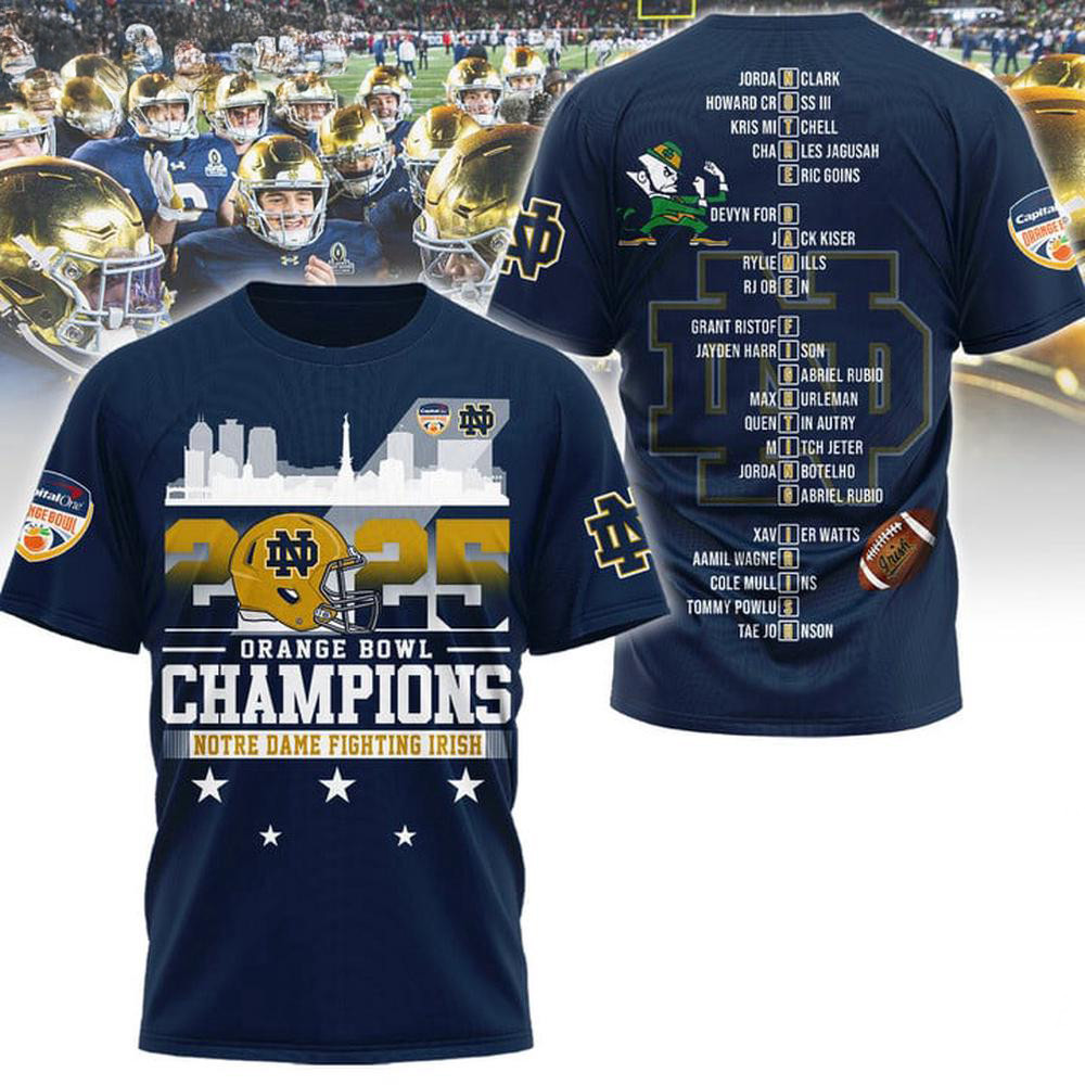 Notre Dame Fighting Irish 2025 Orange Bowl Champions Shirt Gifts For Football Fan