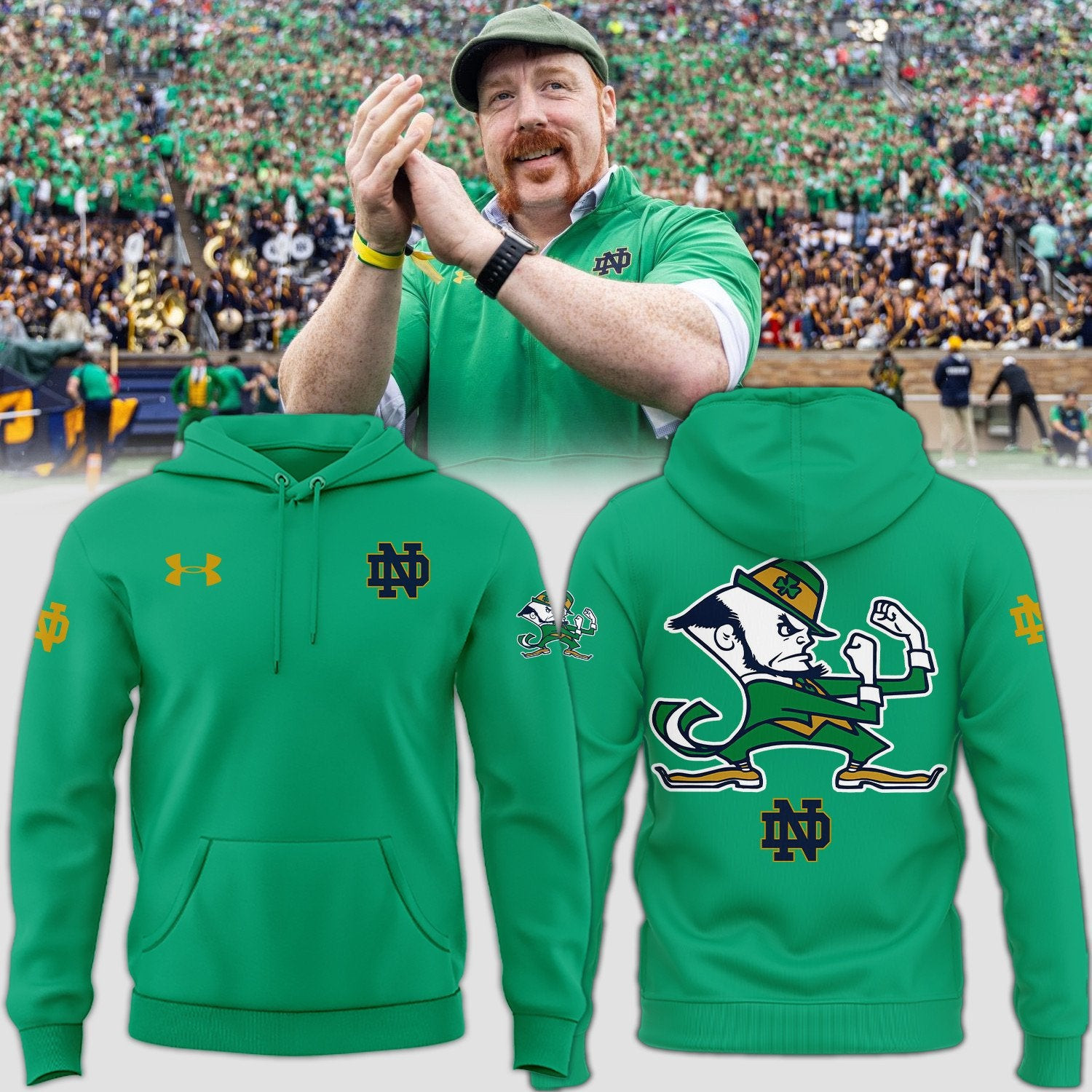 Notre Dame Fighting Irish 2025 Shamrock Series Green Football NCAA Hoodie Fans Gifts