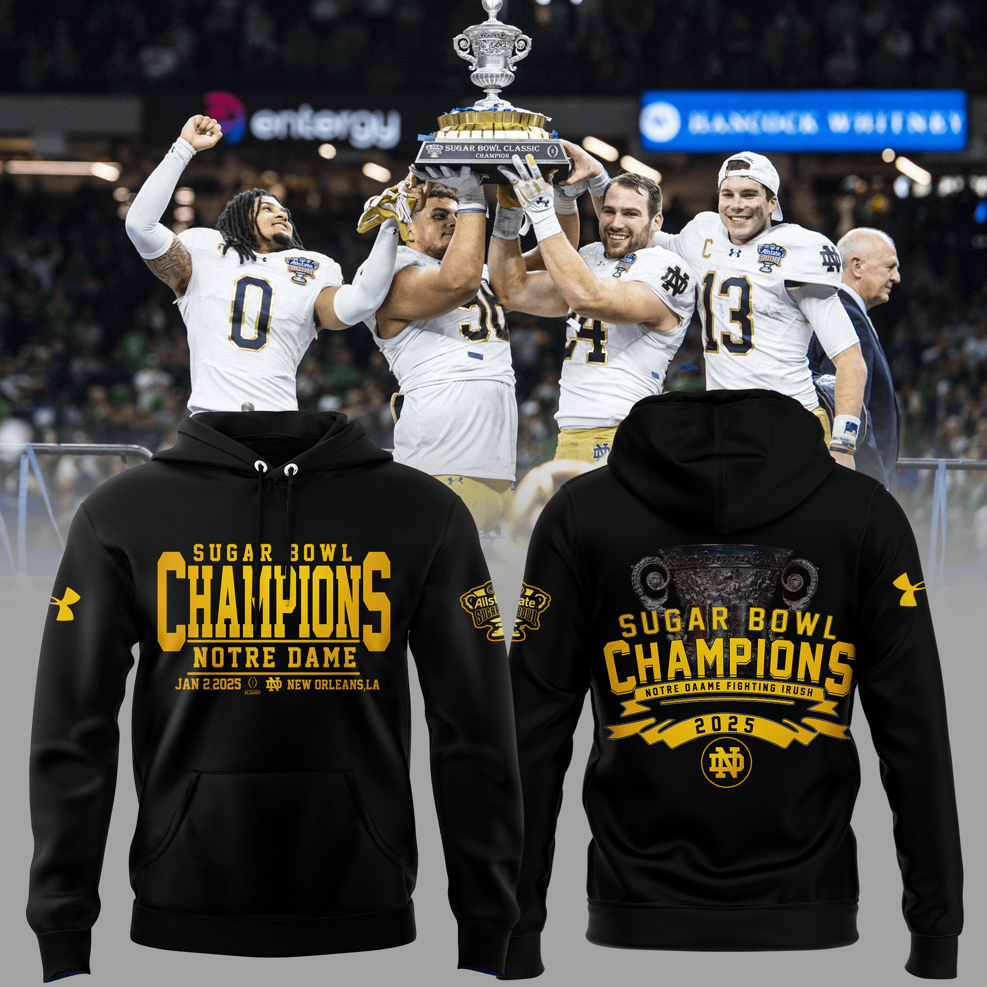 Notre Dame Fighting Irish Champions Sugar Bowl Hoodie Gifts For Football Fans