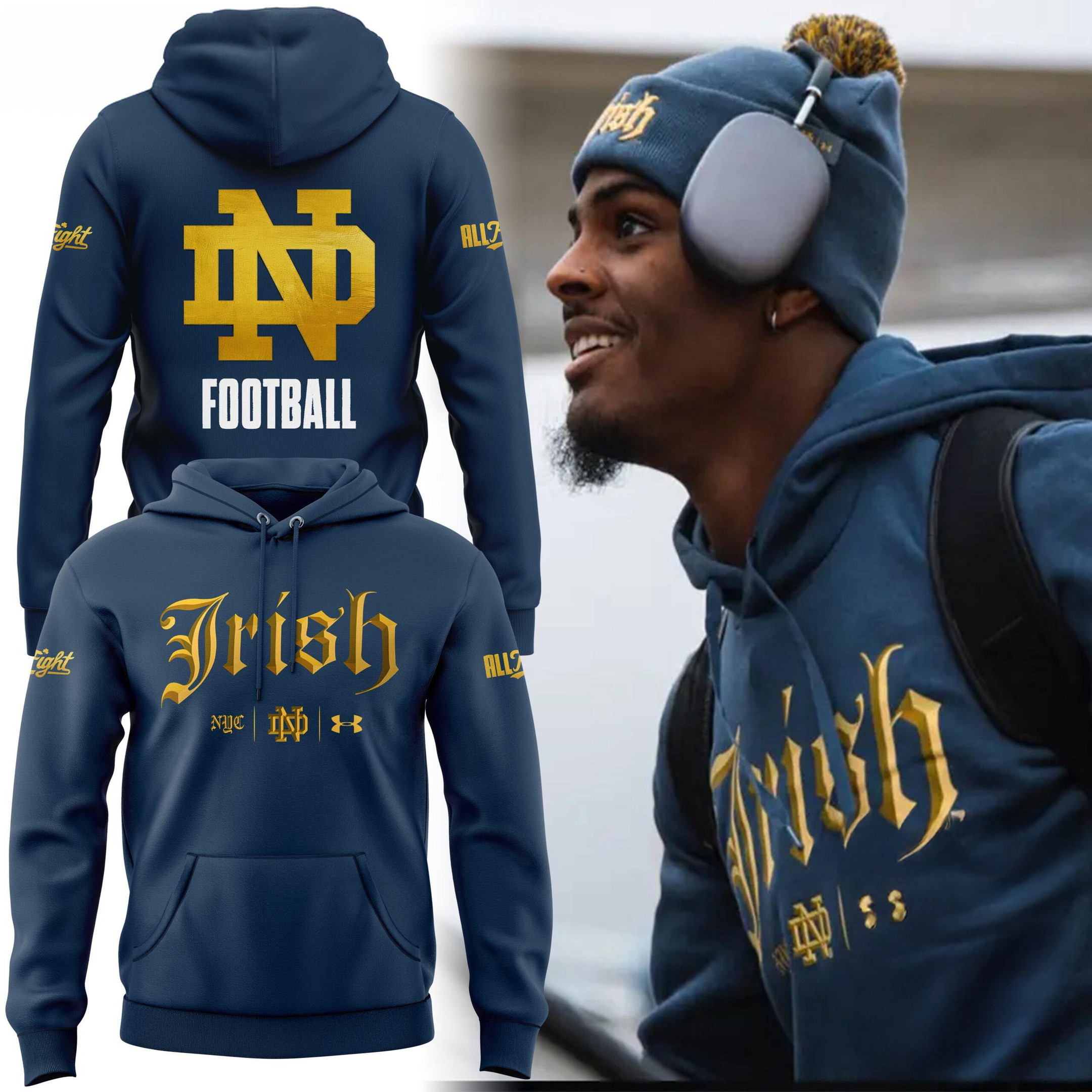 Notre Dame Fighting Irish Football 2024 New Version Hoodie Presents For Football Fans