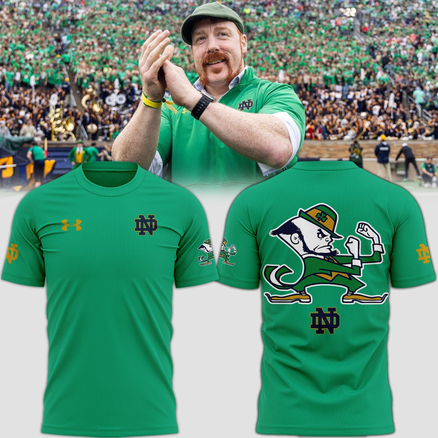 Notre Dame Fighting Irish Football 2025 Shamrock Series Green T-Shirt Fan Merch Clothing