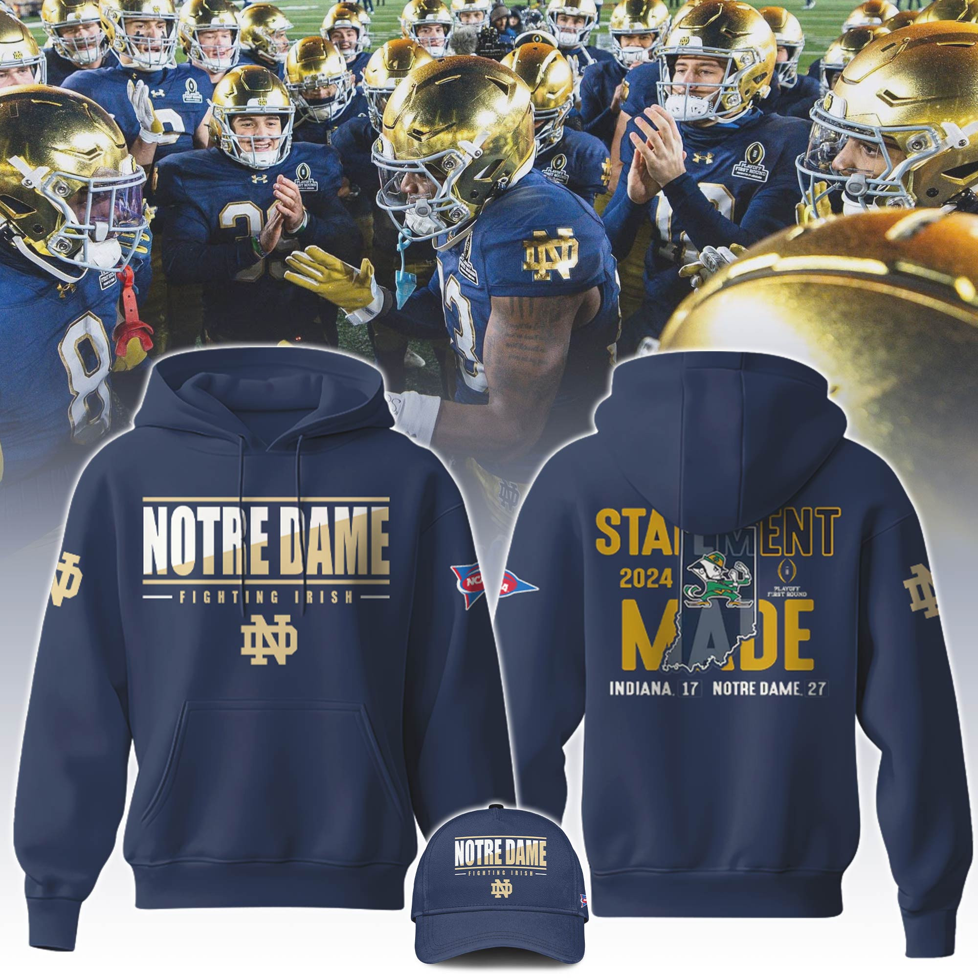 Notre Dame Fighting Irish Playoff 2025 Sugar Bowl NCAA Hoodie Best Gift For Football Lovers