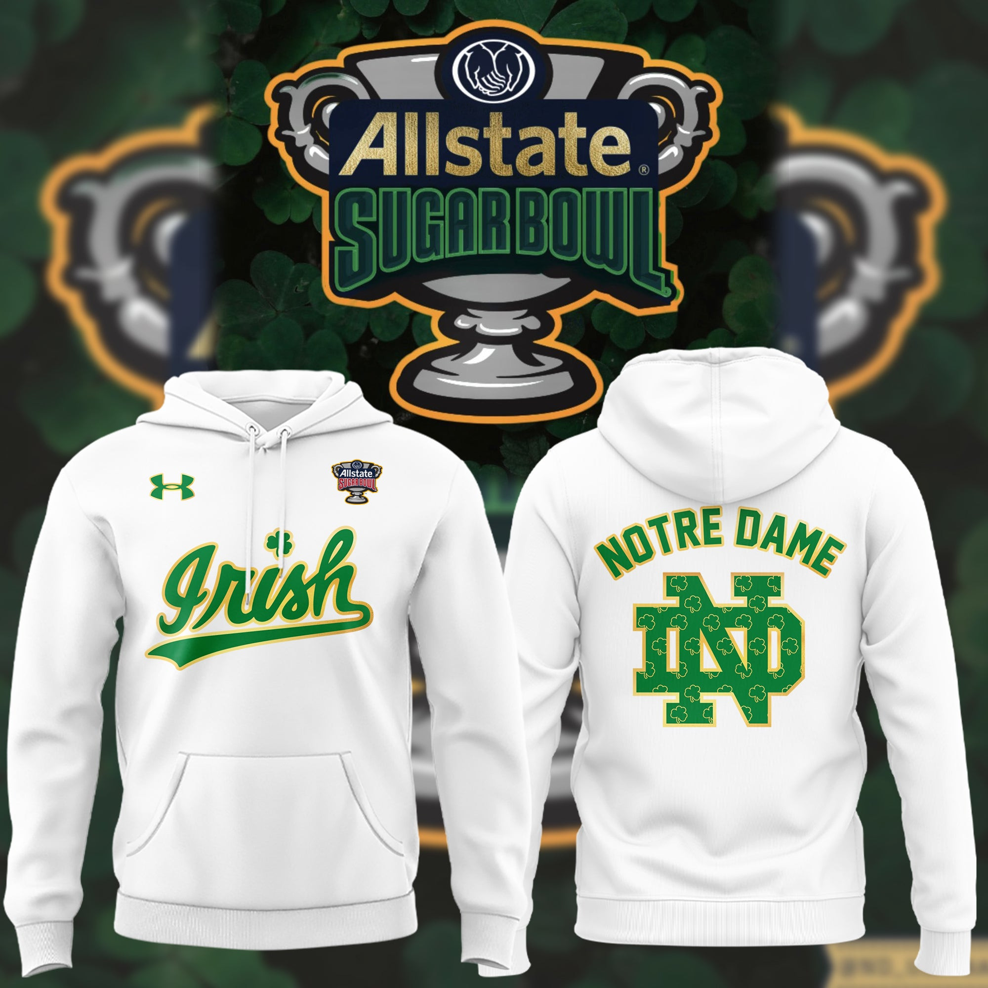 Notre Dame Fighting Irish Sugar Bowl White NCAA Hoodie Unique Gifts For Football Fans