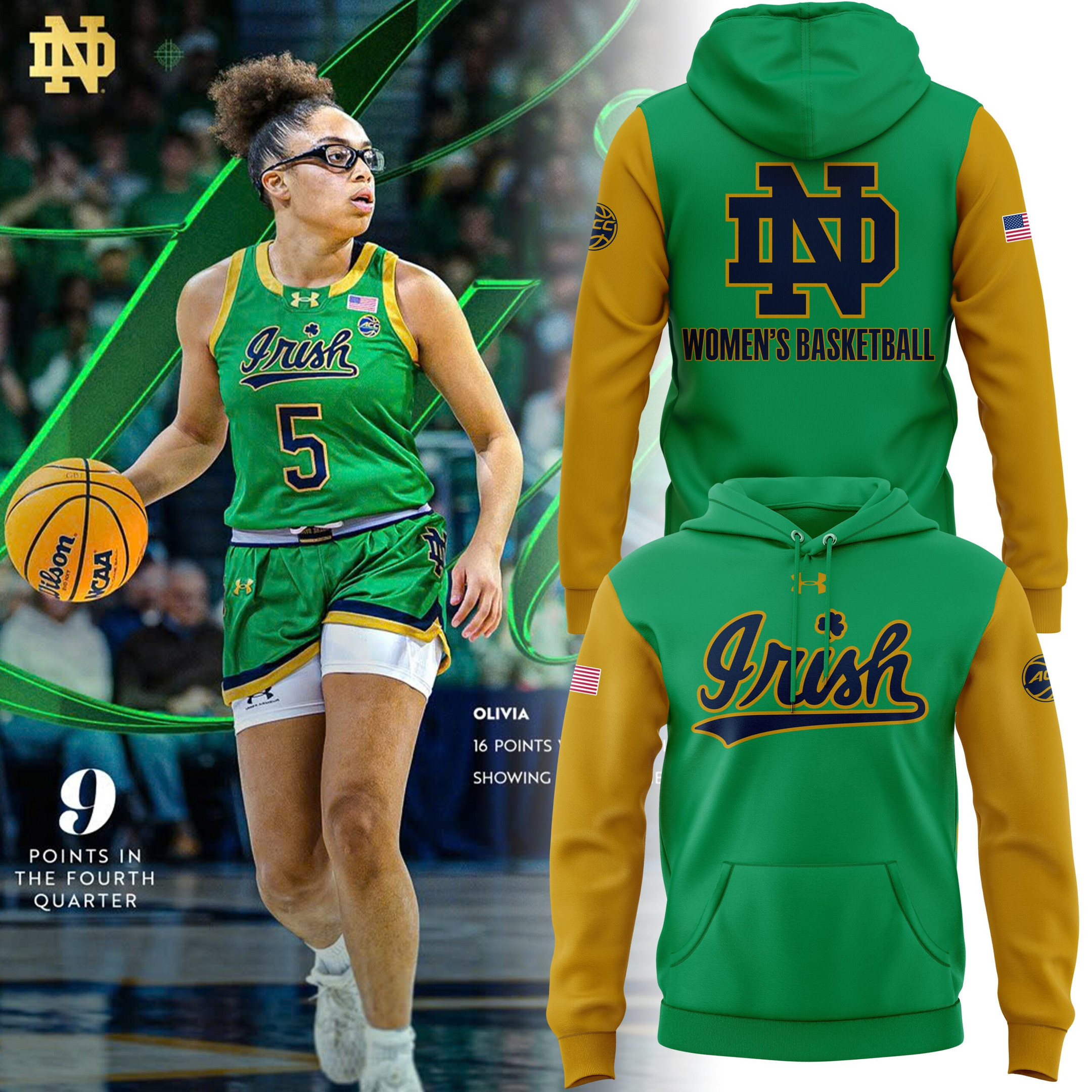 Notre Dame Fighting Irish Women's Basketball Sweatshirt Notre Dame Gifts For Him Her