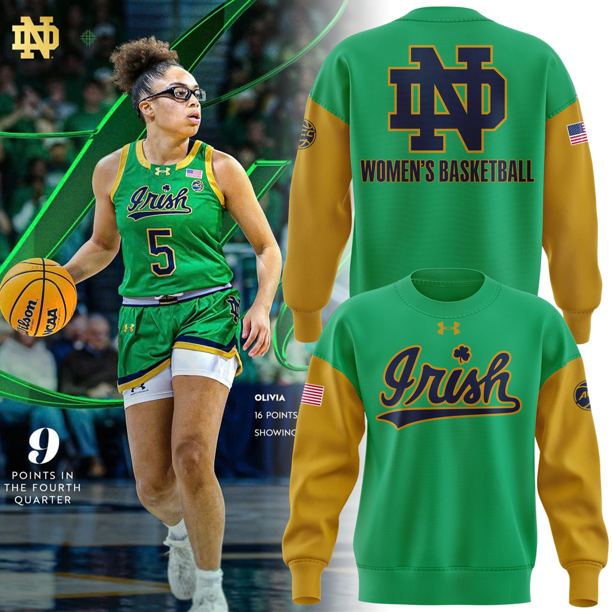Notre Dame Fighting Irish Women's Basketball Sweatshirt Notre Dame Merch Clothing