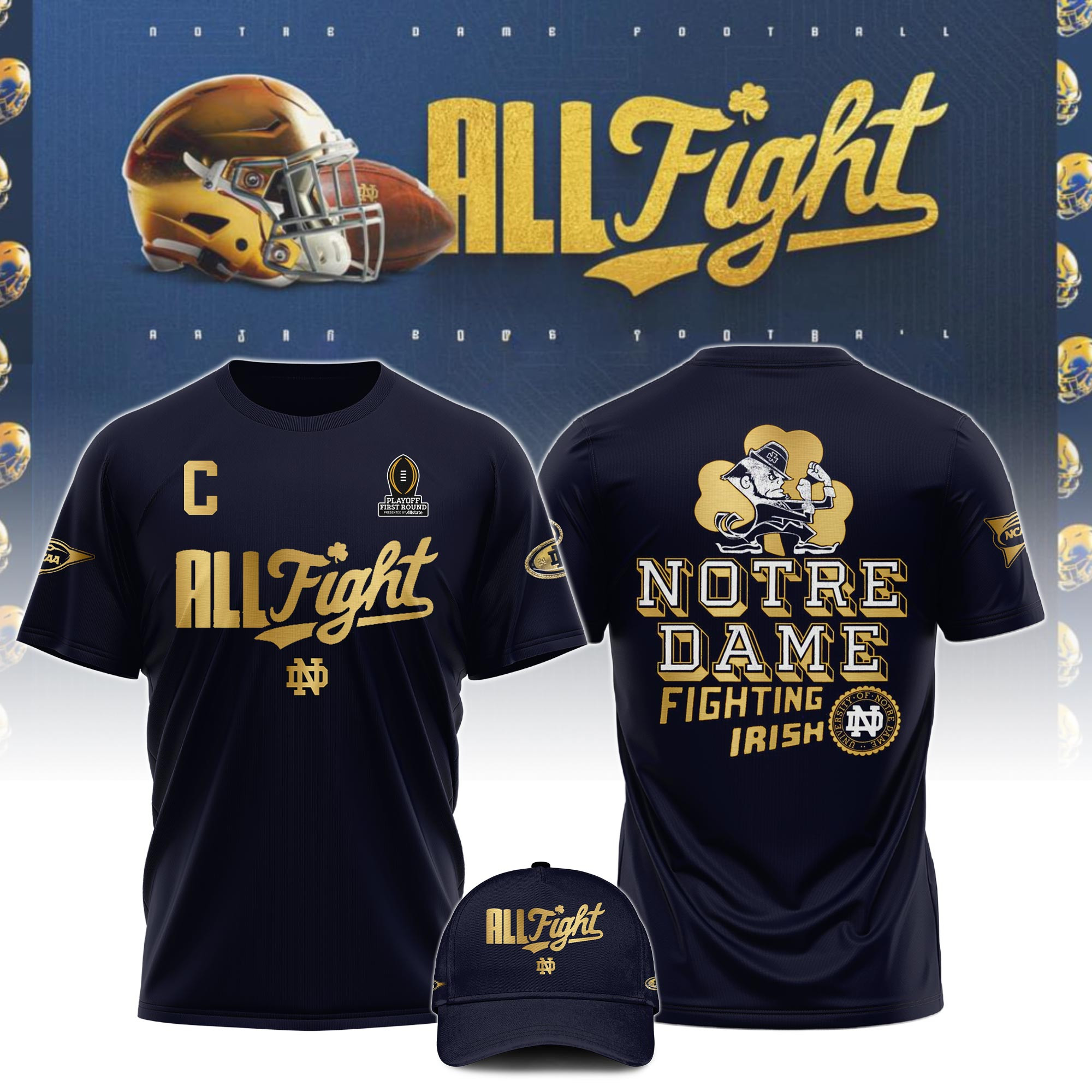 Notre Dame Football Merch T-Shirt Notre Dame Fighting Irish 2025 College Football Playoff