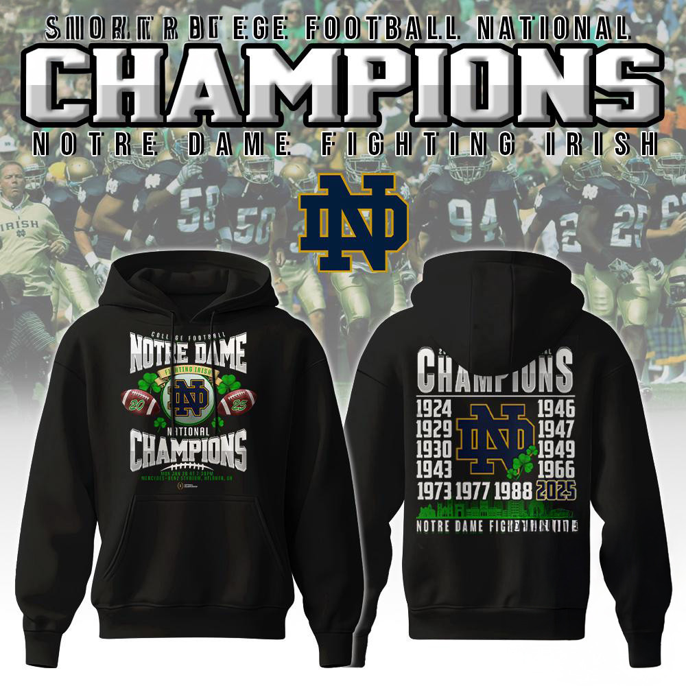 Notre Dame Football NCAA National Champions Hoodie Gifts For Football Fan