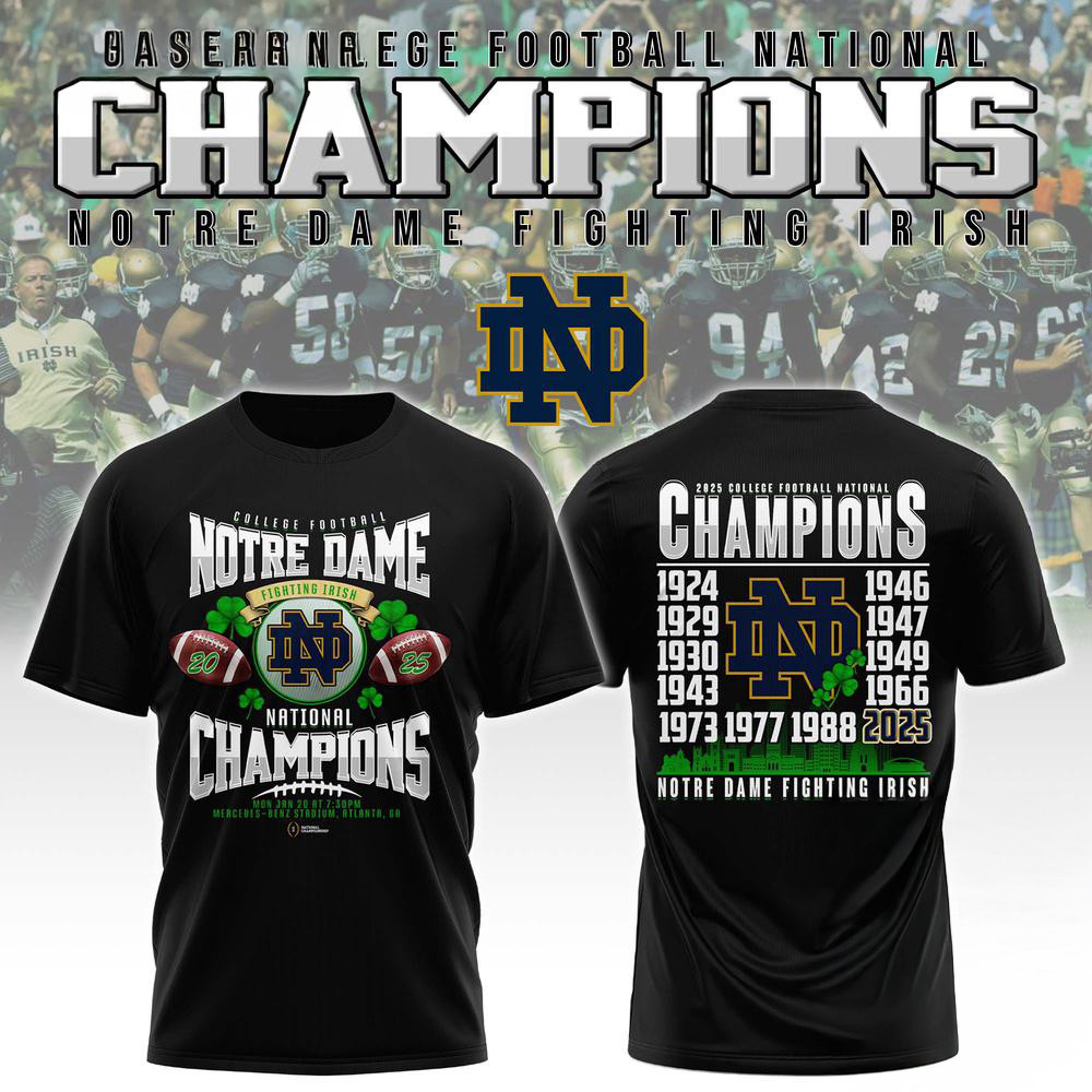 Notre Dame Football NCAA National Champions T-Shirt Gifts For Football Fan