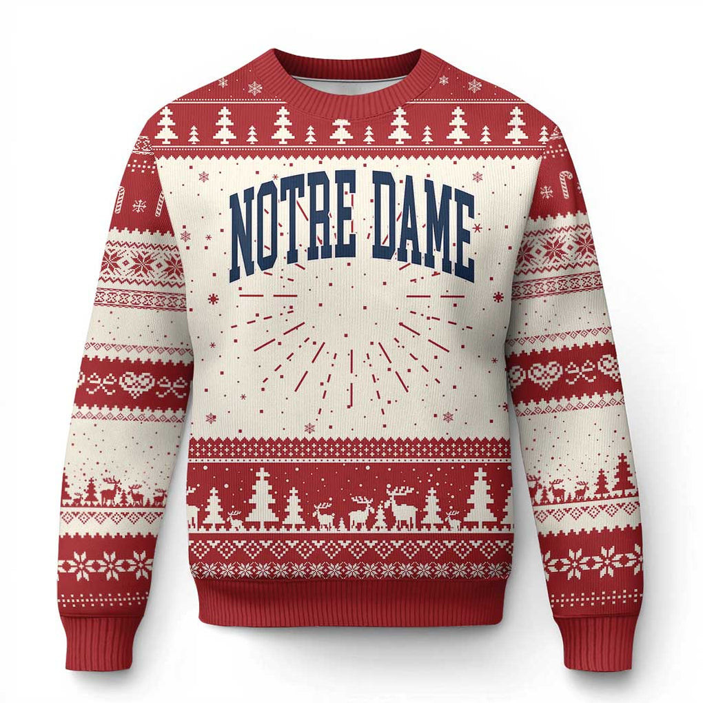 Notre Dame Ugly Christmas Sweater Vintage Retro Throwback Design Xmas Gift For Him