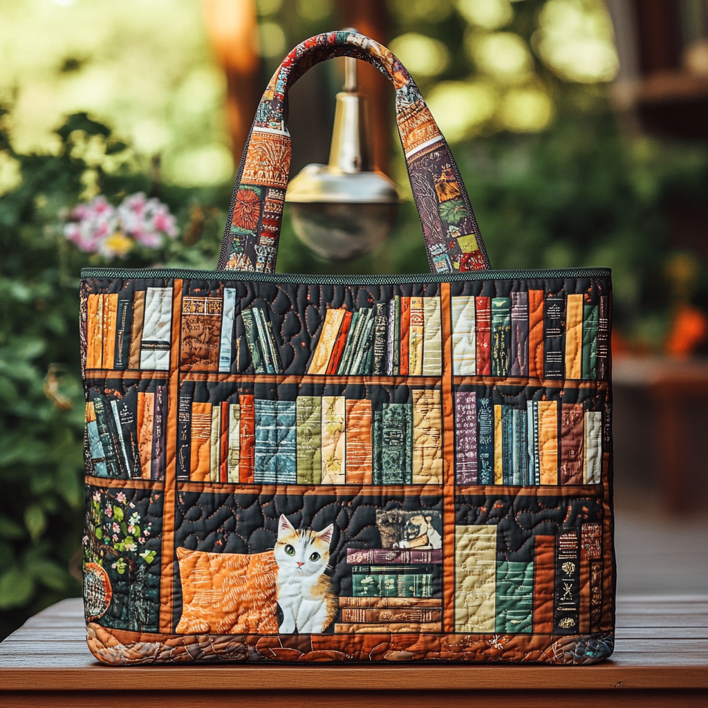 Novel Charm Quilted Tote Bag Gift For Book Lover