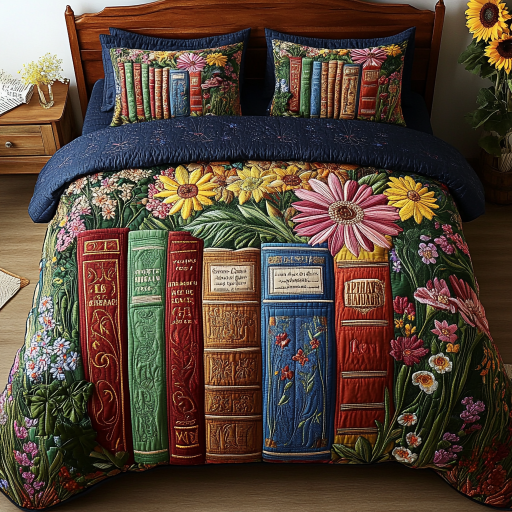 Novel Nights Quilted Bedding Set Bed Decor Ideas Cool Gifts For Book Lovers