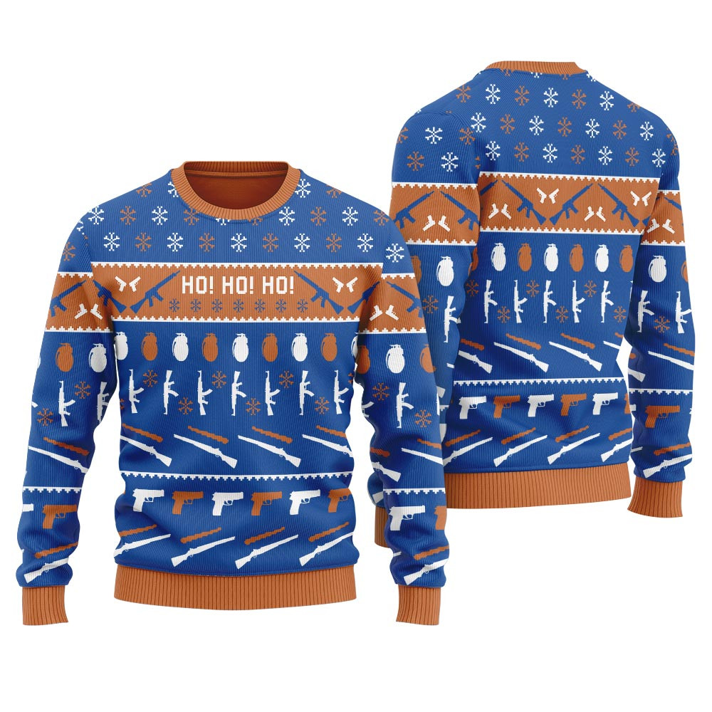 Now I Have A Christmas Gun Ho Ho Ho Womens Ugly Sweater Heartwarming Christmas Gift Sweater for Him or Her