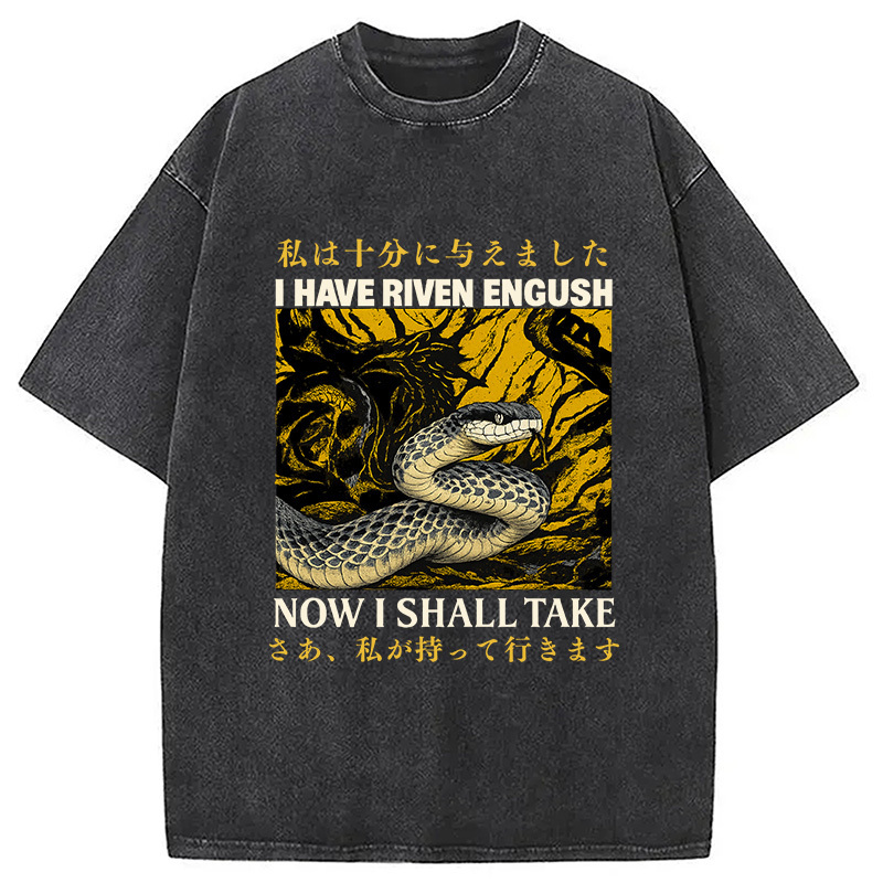 Now I Shall Take Snake Vintage Washed T-Shirt Unique Aesthetic Fashion Tee Gifts For Friends
