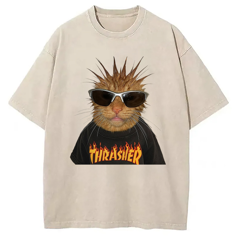 Nu Metal Cat Washed T-Shirt Classic Graphic Fashion Tee Gifts For Her Nu Metal Cat Washed T-Shirt Classic Graphic Fashion Tee Gifts For Her