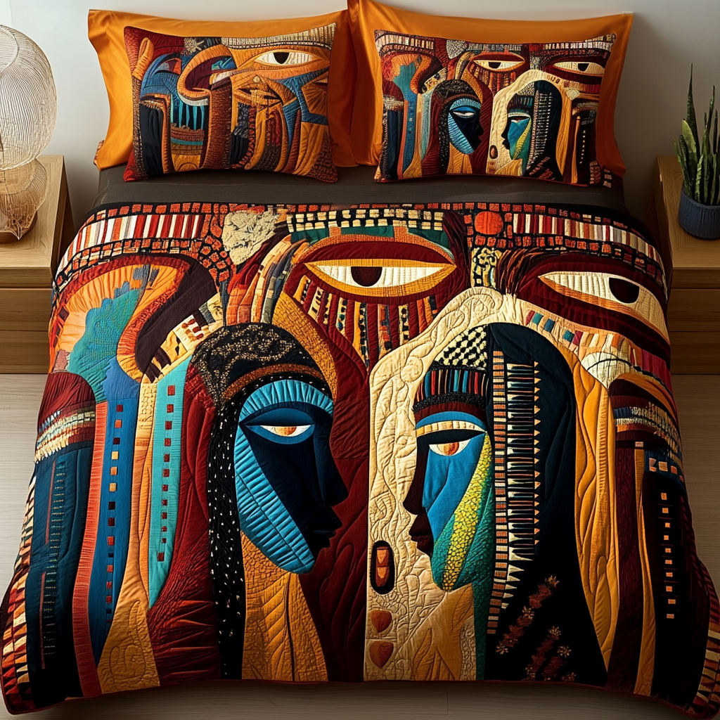 Nubian Queen Quilted Bedding Set Bedspread Set African American Gifts For Her