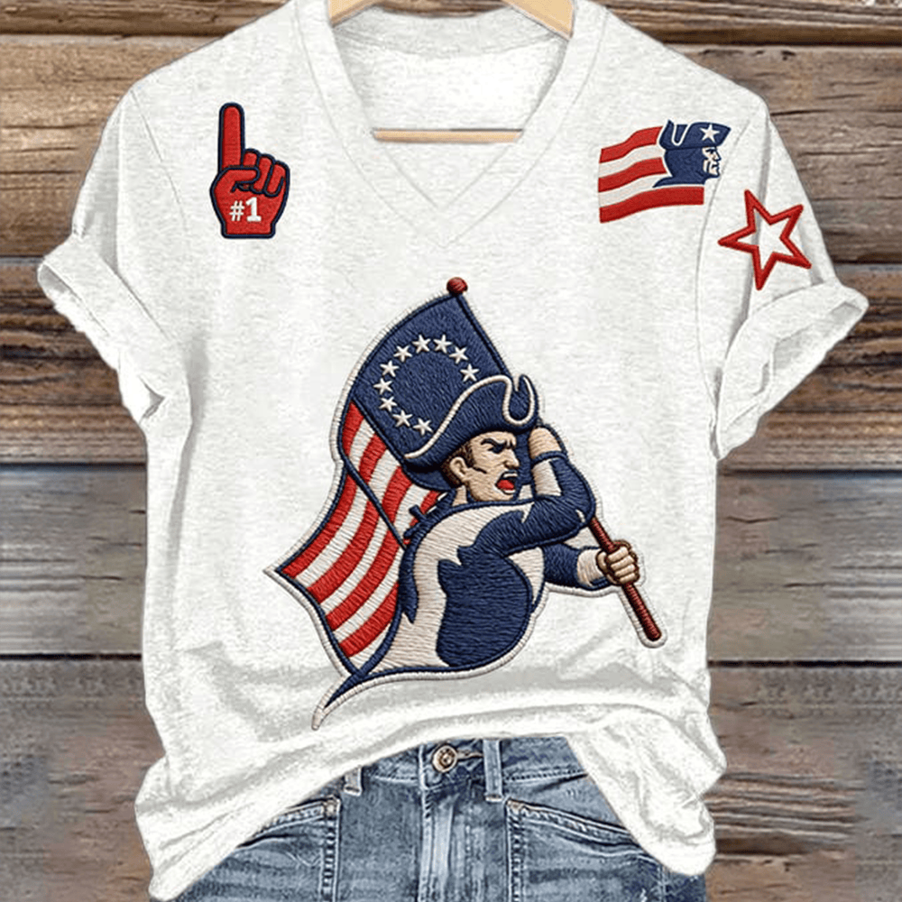 Number 1 Thumbs Up Football V-Neck Shirt New England Patriots Clothes Fan Gear