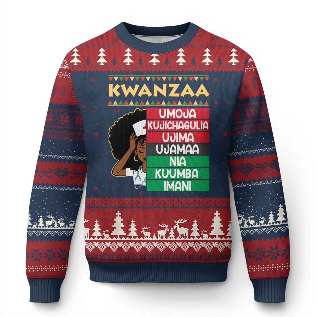 Nurse 7 Principles Of Kwanzaa Ugly Christmas Sweater Pride African American Jumper Gifts