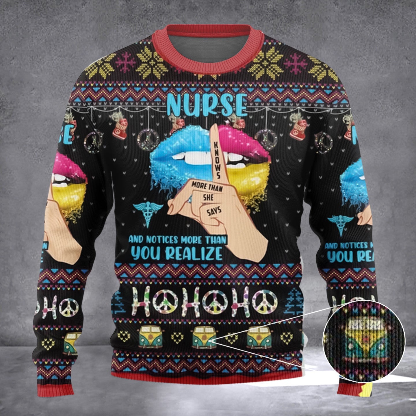 Nurse And Notices More Than You Realize Ugly Xmas Sweater Ho Ho Ho Christmas Sweater Nurse Gift Nurse And Notices More Than You Realize Ugly Xmas Sweater Ho Ho Ho Christmas Sweater Nurse Gift