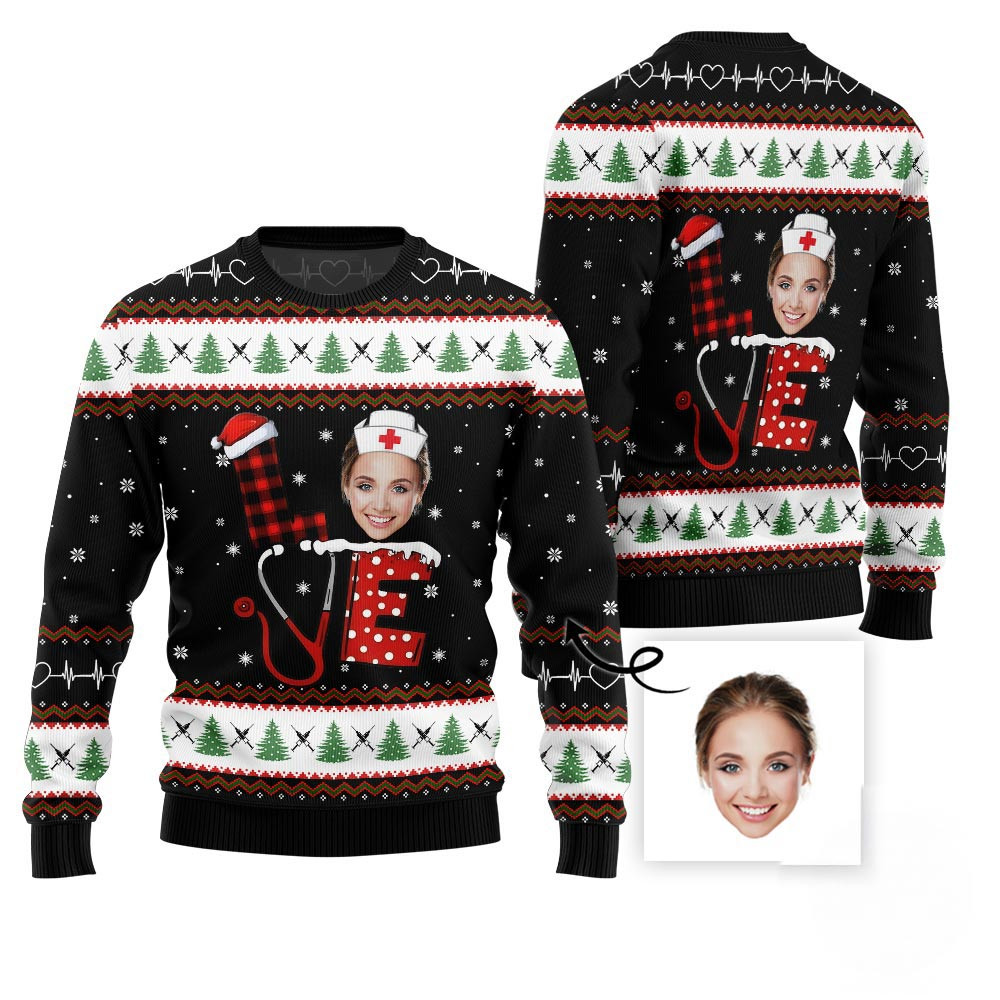 Nurse Custom Face Ugly Christmas Sweater Christmas Ideas For Girlfriend