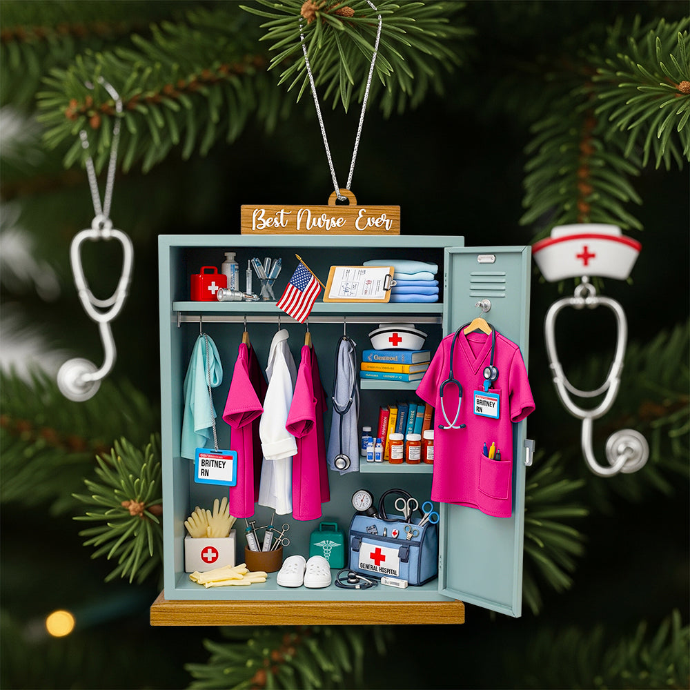 Nurse Festive Locker Christmas Ornament, Personalized Gifts For Nurse - Holiday Tree Decoration Gift