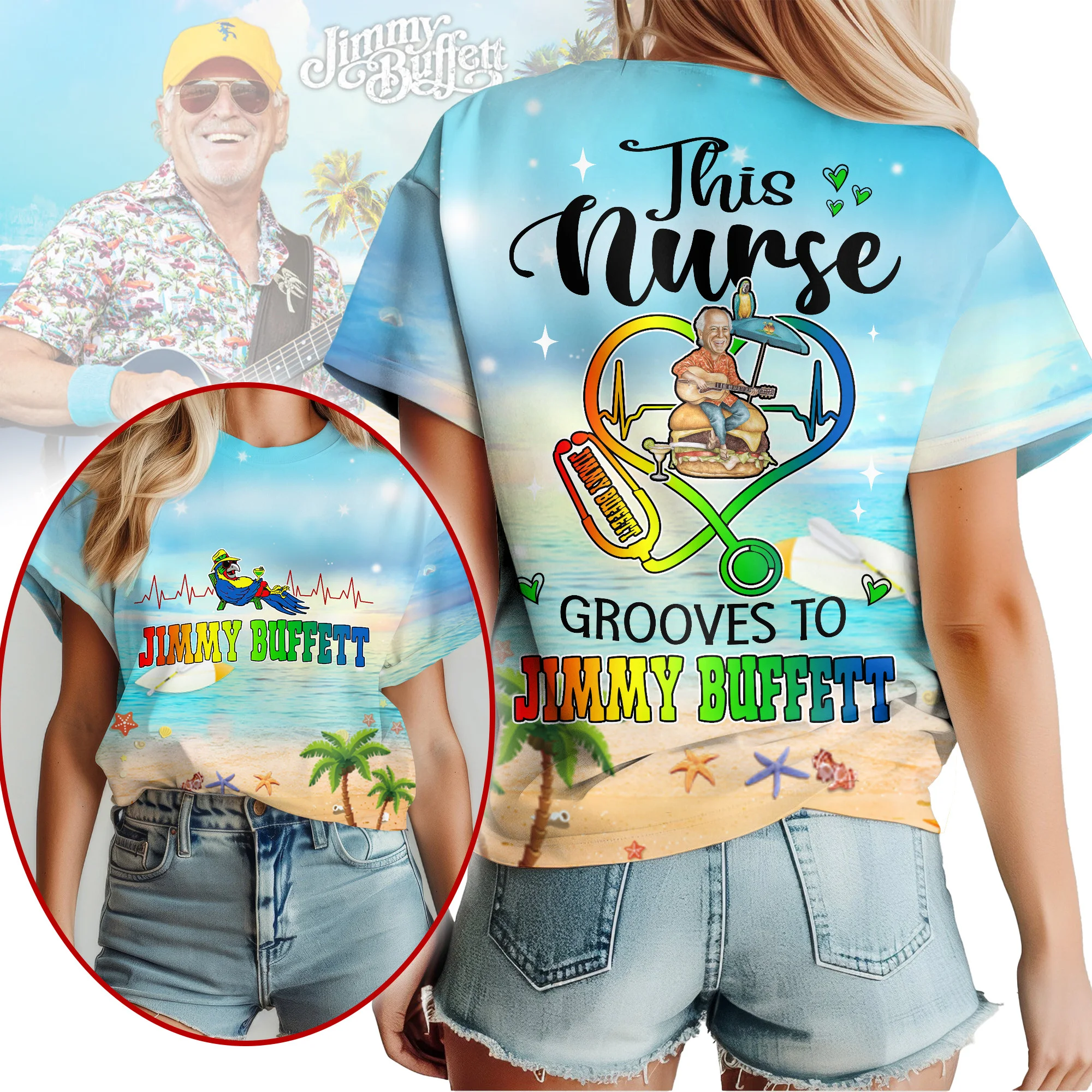Nurse Grooves To Jimmy Buffett T-Shirt Nurse Jimmy Buffett Beach Merchandise Music Fan Gift