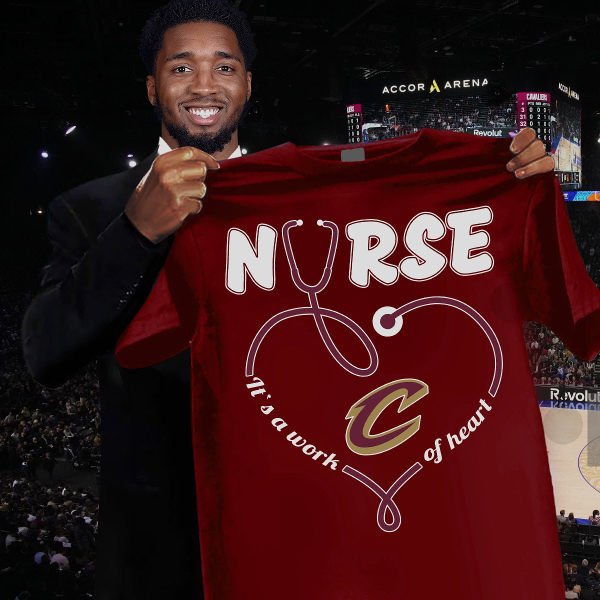 Nurse It'S A Work Of Heart Cleveland Cavaliers T-Shirt Gift Ideas For Basketball Lovers