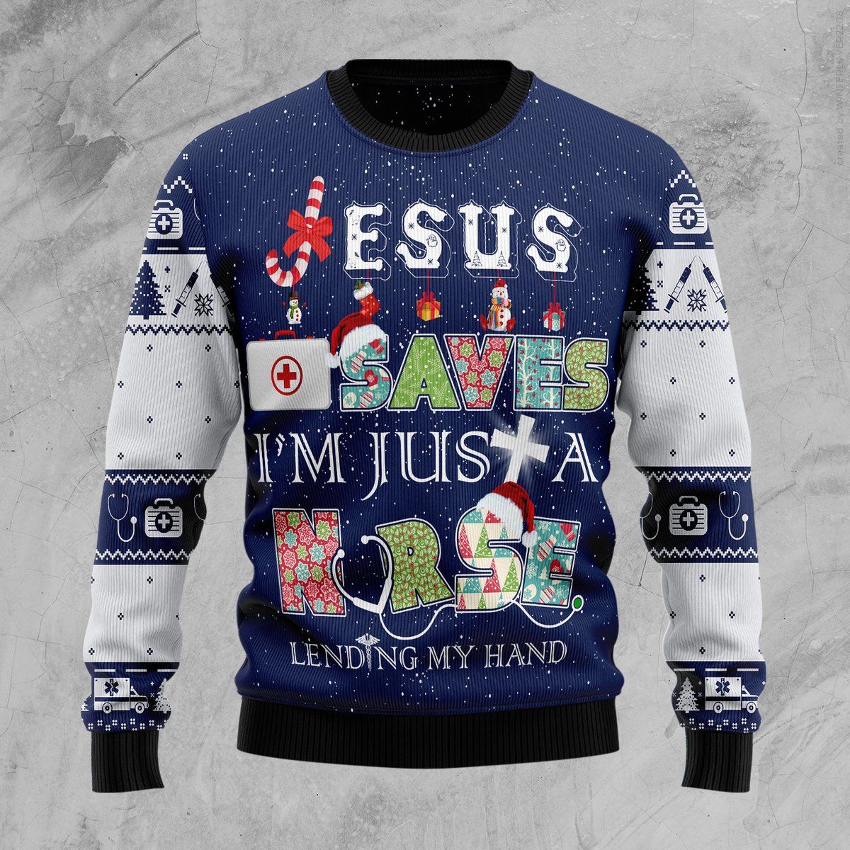 Nurse Life Jesus Saves Ugly Christmas Sweater Best Xmas Jumper Faith Gifts For Nurse